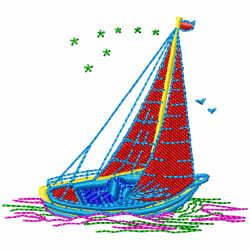 Boats Embroidery Design 4 Boats Embroidery Design 4